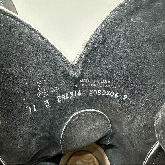 Justin bent rail western square toe cowgirl black leather boots women's 11 - Picture 7 of 7